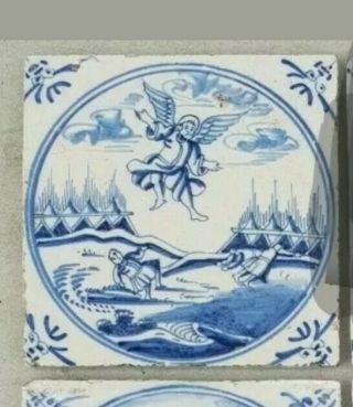 Antique Dutch Delft Blue Biblical Tile