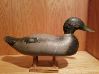 Old 1930s Pratt Glasseye Drake Mallard Wood Duck Decoy Joliet Ill