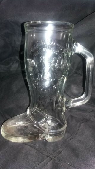 Vintage Souvenir Frankenmuth Michigan Bavarian Inn Clear Glass Boot Beer Mug Cup