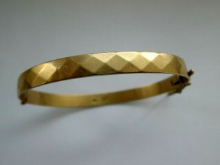 Vintage Signed Ig &s 1/5 9ct Rolled Gold Diamond Detail Hinged Bracelet Bangle