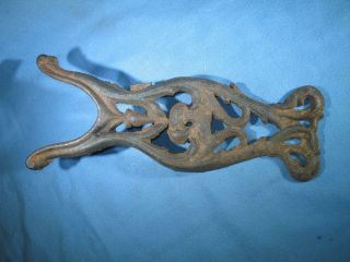 Antique Rustic Cast Iron Boot Jack With Decorative Arts Scrollwork