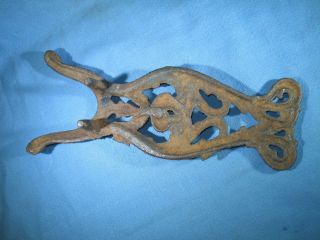 Antique Rustic Cast Iron Boot Jack with Decorative Arts Scrollwork 2