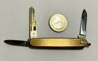 Vintage Small Folding Imperial Pocket Knife W/2 Blades & Key Watch Fob Antique
