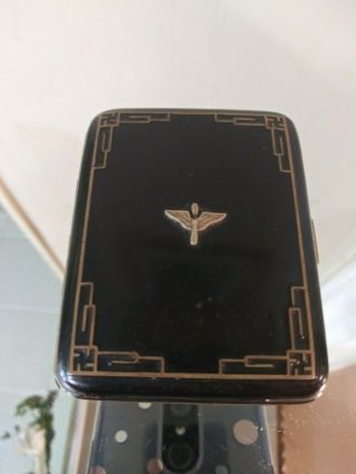 Vintage Lamode Cigarette Case R&g Black With Gold Trim And Gold Inside Eagle - Bir