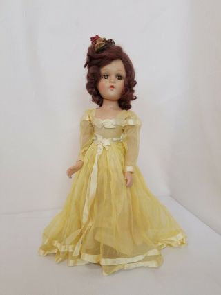 Antique Vtg Madame Alexander 18 " Composition Blonde Wendy Anne Doll Yellow Dress