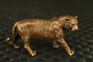True To Life Old Bronze Hand Carving Tiger Statue Figue Table Decoration Gift