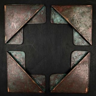 4 Tiffany Studios Bronze Zodiac Pattern Desk Writing Blotter Pad Corners Set 2
