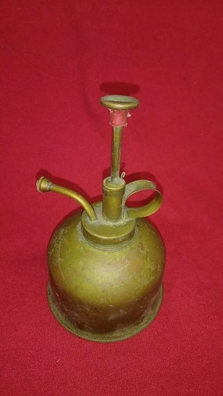 Vintage Brass Thumb Pump Oil Can Oiler 5.  5 "