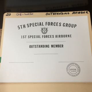 5th Special Forces Group - 1st Special Forces Airborne - Member Certificate - Nos