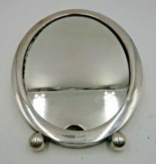 Mid Century Vintage Sterling Silver Marked Dressing Table Oval Mirror Ball Legs
