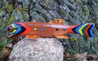 Jay Mcevers Fish Decoy Lure Fishing Folk Art Carved Wood Rod Ice Spearing Tackle