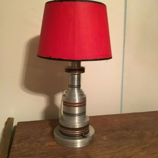 Vintage Home Made Aluminum Art Deco Industrial Style Desk - Table Lamp