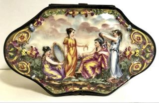Antique Capodimonte Dresser Box Porcelain Enamel Gilt Outstanding 19th Century