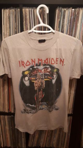 1987 Vintage Iron Maiden Concert T - Shirt " Eddie Lives " Somewhere On Tour