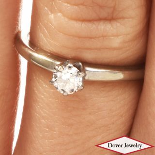 Jabel Vintage 0.  25ct Diamond 18k White Gold Solitaire Engagement Ring Nr