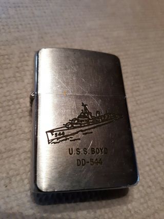 1958 Vintage Zippo Lighter Uss Boyd Dd - 544 Military Navy