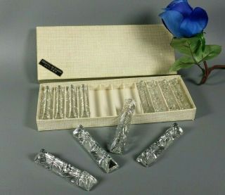 Vintage Antique French Czech 24 Lead Crystal Knife Rest Holder Set Of 12 W/ Box