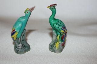 Chinese Porcelain Birds 19th C Century Or Earlier Peacock And Crane Sancai Glaze
