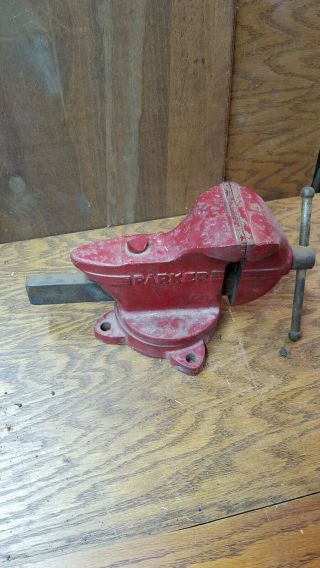 Parker 63 1/2 Art Deco Swivel Bench Vise Anvil Horn Pipe Jaws 3 1/2 " Vice Usa