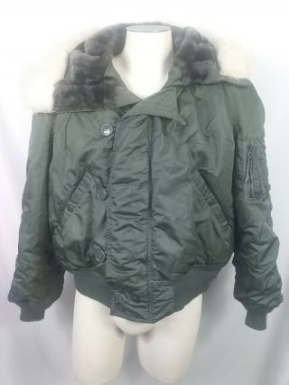 Vintage 80s Alpha Industries N - 2b Military Flyer Parka Satin Jacket Coat Men Xl
