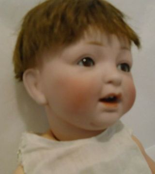 Antique 13 " Bisque Head Jdk 226 Bent Leg Baby Doll Sleep Eyes Mohair Wig Dressed