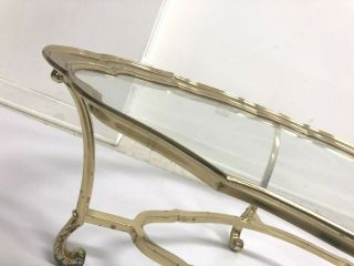 Vintage BRASS COFFEE TABLE Scalloped Glass Top vintage hollywood regency boho 60 3