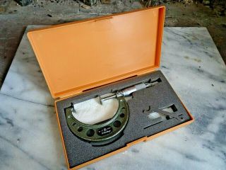 Mitutoyo Precision Disc Micrometer 123 - 127 W/original Case Wrench Machinist Tool
