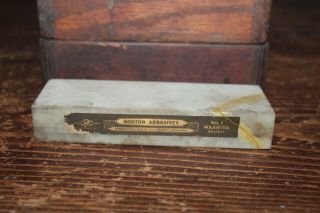 Vintage Norton Abrasives No.  1 Washita Oilstone,  Wood Box,  6”x2”x1”,