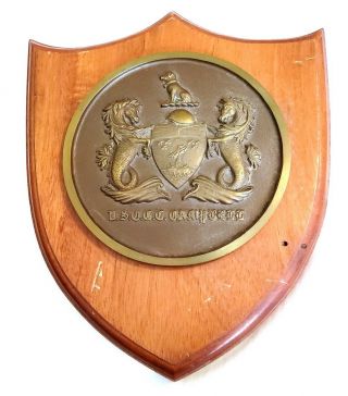 Vintage 11 " Us Coast Guard Wood Mounted Bronze Military Plaque Uscgc Campbell