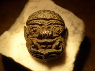 Unusual Buddhist Mask Demon Temple Guardian Plaque Tablet Siam Thailand Cambodia