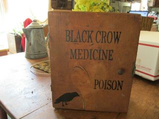 Antique Vintage Wooden Box With Items (black Crow Medicine) Great For Halloween