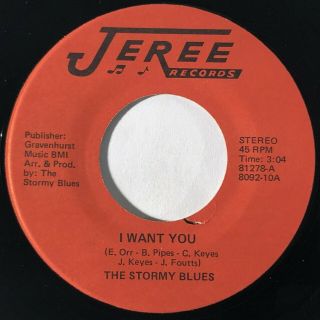 The Stormy Blues I Want You Jeree Private Modern Soul Vg,  45 Hear