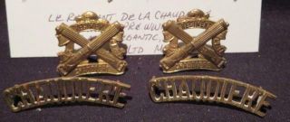 Le Regiment De La Chaudiere Canada Wwii/pre - Wwii Scully Collar Dogs & Titles