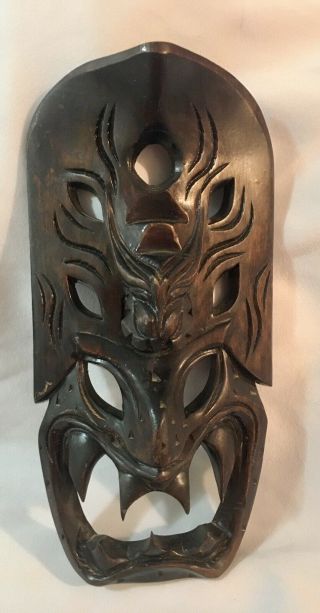 Vintage Tiki Hand Carved Wood Tiki Tribal Wooden Mask