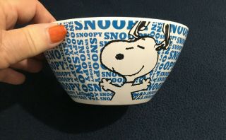 6 " Ceramic Cereal / Soup Bowl / Snoopy / Peanuts / Blue & White