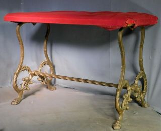 Antique Gold Cast Iron Lion Paw Foot Vanity Stool Bench Empire 1925 Vintage Orig