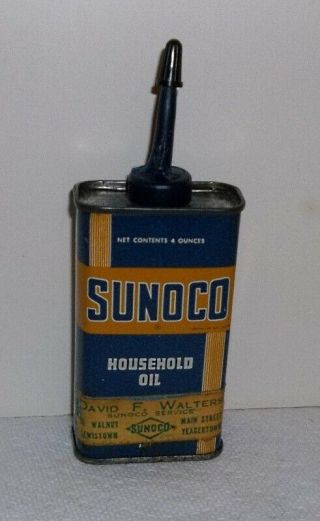 Vintage Sunoco Household Oil Empty 4 Oz Steel Can