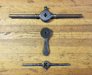 Antique Machinist Taps Dies Wrench Set • Greenfield Threading Drill Tools ☆usa