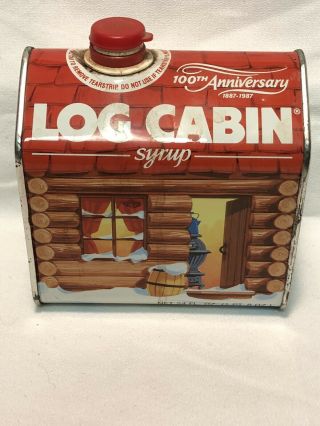 Vintage Log Cabin Syrup Tin