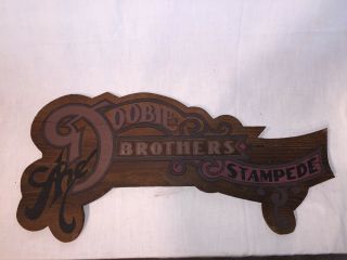 Doobie Brothers Music Memorabilia Stampede Very Rare Wood Logo Sign From Artist