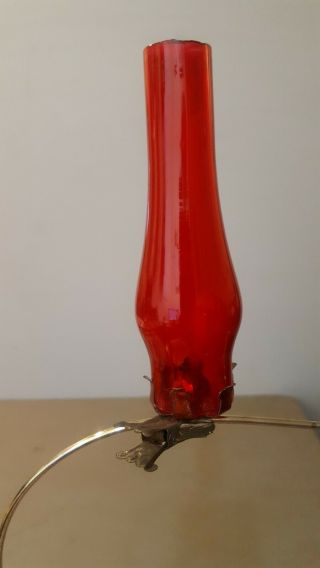 Rare/unusual Antique Vintage German Glass Hurricane Candle Holder On A Clip