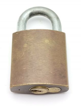 Vintage Medeco High Security Padlock Brass Body Steel Shackle NO Keys 2