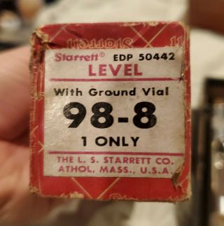 VTG Tool STARRETT EDP 50442 LEVEL 98 - 8 USA Metal MACHINIST Antique OLD 3
