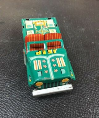Vintage Friction Tin Toy Army Jeep Made In Japan 1950 