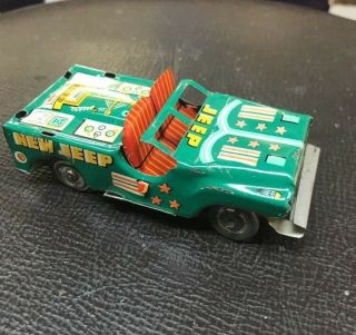 Vintage Friction Tin Toy Army Jeep Made in Japan 1950 ' s - 1960 ' s 2