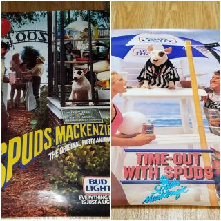 2 Vintage Spuds Mackenzie Posters Party Animal /time Out With Spuds