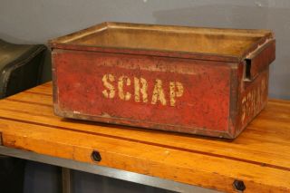 Vintage Metal Scrap Storage Bin Red Industrial Nut And Bolt Bin Display Tool Box