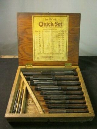 Vintage The Cleveland Twist Drill Co.  Box Set 44 Quick Set Wooden Case