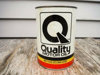 Vintage 1 Quart Quality Farm And Fleet Motor Oil Can Muskegon Michigan Full