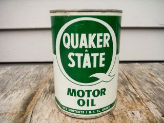 Vintage 1 Quart Quaker State Motor Oil Can Metal Quart Nr Great Graphics